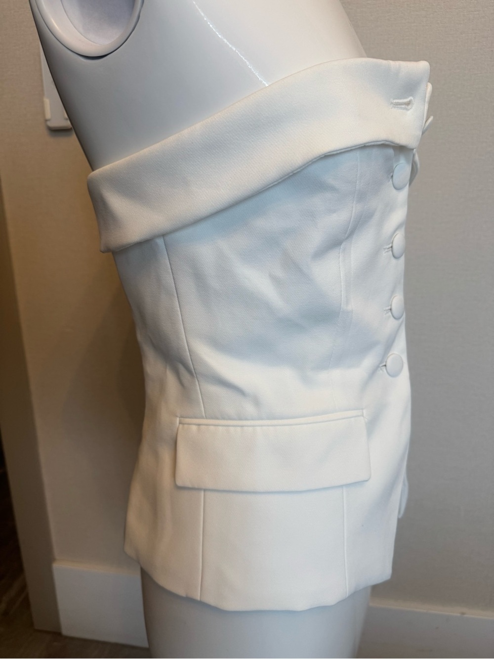 Princess Polly Strapless White Tailored Button-Front Top - Picture 4 of 4